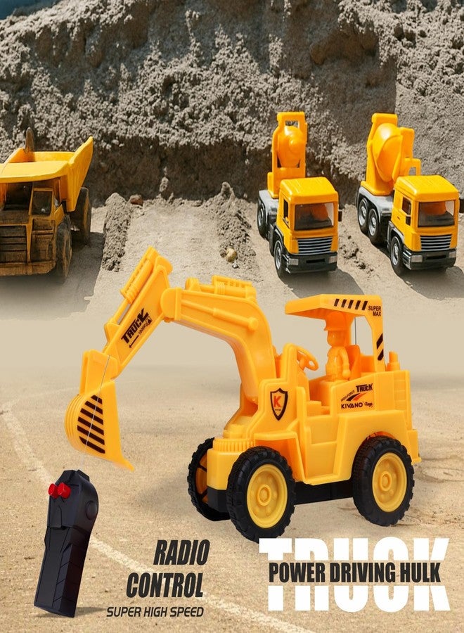 KIVANO Remote Control JCB Excavator Toy Truck, Construction Shovel Loader with 360° Rotation, Full-Function Steering & Working Bucket, Durable ABS, Rubber Tyres - Yellow - Image 3